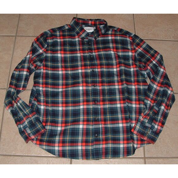 Mens Sz XXL Plaid Multicolor Soft Flannel Button Up Long Sleeve Shirt GOODFELLOW - Picture 1 of 3